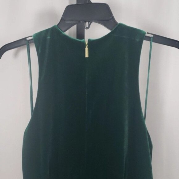 Michael Kors Green Stretch Velvet Sleeveless Twist Neck Midi Dress SZ M - NWT - Picture 4 of 8